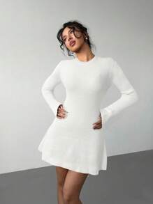 Aloruh 女士喇叭袖针织长袖毛衣裙，秋冬新品