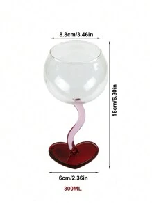 Joivida 1pc Romantic Style Red Heart Shaped Glass High Footed Sundae Cup, INS Style Cold Brew Coffee Cup, Creative Home Drinking Cup, Ice Cream Dessert Cup, Home Decoration & Holiday Gift For Birthday, BBQ Party, Boyfriend & Girlfriend - Multicolor - View 2