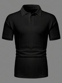 Manfinity Homme Plus Size Men's Geometric Patterned Short Sleeve Casual Polo Shirt