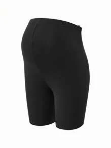 SHEIN Adjustable Waist Black Maternity Leggings, Versatile