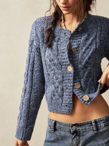 Bohemela 女士纯色宽松圆领长袖开衫，适合度假