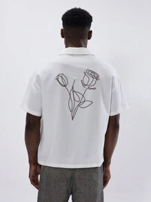 Musero Oversized Short Sleeve Revere Collar Button Through Drop Shoulder Boxy Shirt Top Spring Summer Essentials - White - View 3