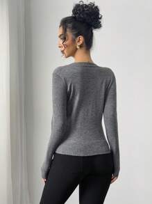 SHEIN Privé 女士杏色蝴蝶结前襟长袖开衫