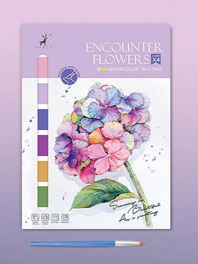 SHEIN 1pc Creative Watercolor Coloring Book, Decompression Graffiti Drawing Book With Cartoon Design,Back To School,School Supplies