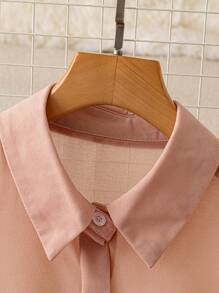 SHEIN Clasi Blusa de manga larga con botones frontales de estilo casual, para uso diario