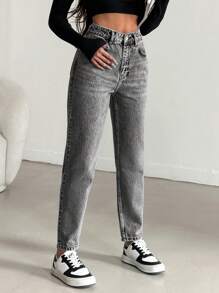 Cottnline 100% Baumwolle hellgraue gerade Jeans