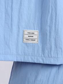 SHEIN 2pcs Toddler Boys Set: Front Zip Closure Simple Short Sleeve Top And Shorts