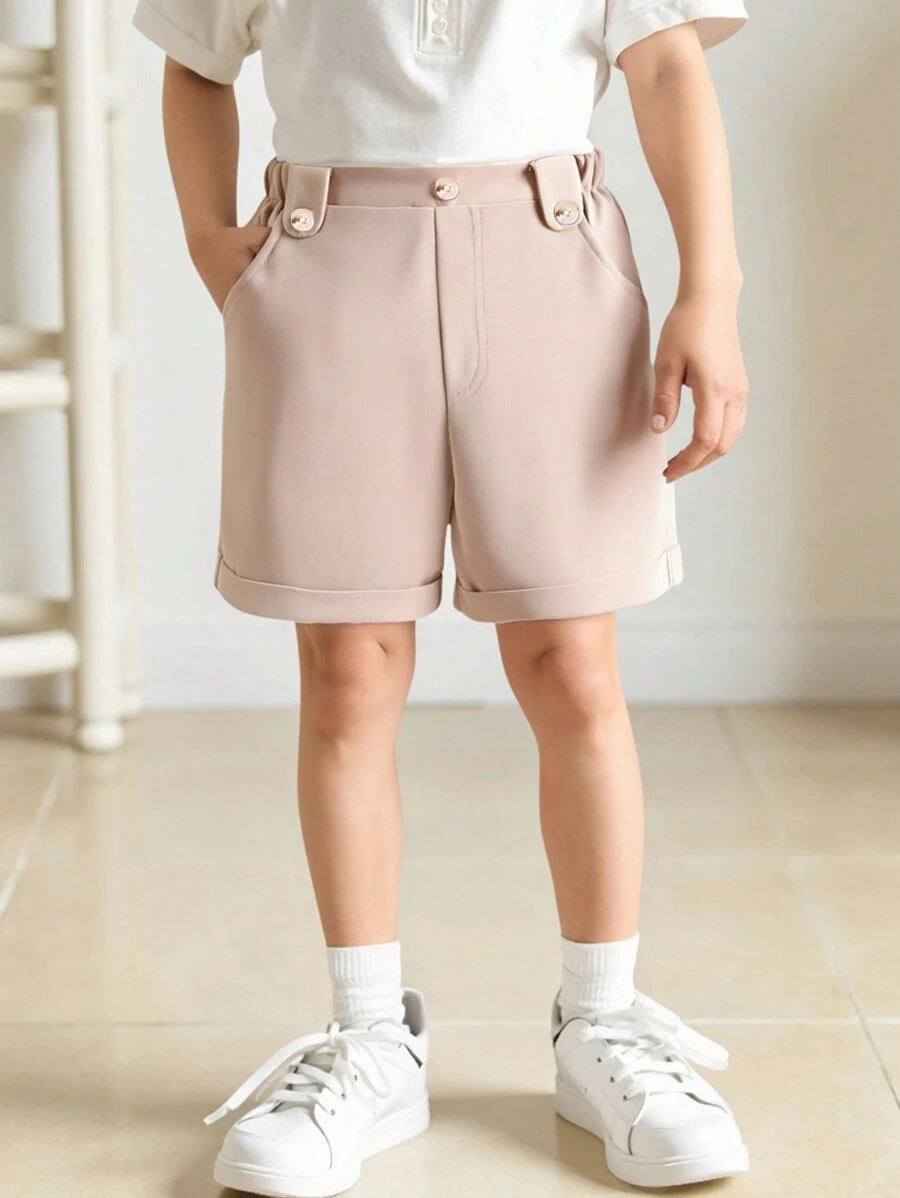 1 pezzo Pantaloncini casual monocromatici per ragazzi, versatili per uso quotidiano, vacanze, viaggi, scuola, primavera/estate