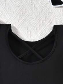 Tween Girl Solid Color Round Neck Cap Sleeve Casual Jumpsuit Body Suits For Girls - Black - View 4