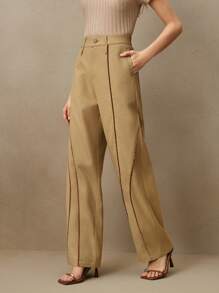 Anewsta Spodnie casualowe z szerokimi nogawkami, z mieszanki lnu i kieszeniami, eleganckie i casualowe