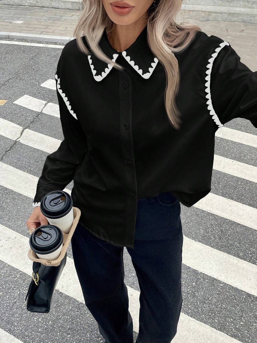 Serisse Áo cánh đơn giản và thời trang cho nữ mặc hàng ngày - màu đen - Xem 1