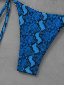 Swim Vcay 2 stuks Zomer Dames Strand Halter Print Triangel Bikini Top En String Zijkant Strik Bodem Badmode Set