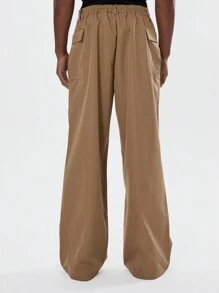 Musero Men Baggy Wide Leg Plain Style Elasticated Waistband Trousers Winter Streetstyle - Multicolor - View 4