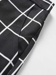 Manfinity Mode Stylish Men's Grid Pattern Two-Piece Suit Set In Black And White - Multicolor - View 5