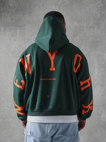 SUMWON Międzynarodowa bluza z kapturem Oversized Letter Print Premium Urban Streetwear z kieszenią na środku Jesień Zima Moda