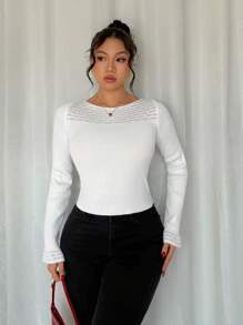 Chiquease New Slim-Fit Sexy Vintage High-End Cozy Knitted Pullover Long Sleeve Sweater For Women, Spring/Autumn Fall Winter - White - View 4