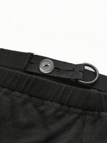 SHEIN Adjustable Waist Black Maternity Leggings, Versatile