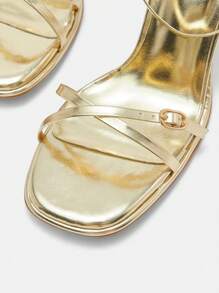 MOTF PREMIUM WOMEN'S SOLID COLOR FASHIONABLE SIMPLE SQUARE TOE ANKLE STRAP HIGH HEEL SANDALS, SPRING SHOES, SPRING BREAK EASTER PROM HEELS