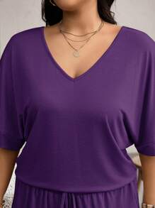 EMERY ROSE 2 Piezas del conjunto de talla grande con parte superior y pantalones de unicolor, uso casual de todos los días simple y de moda
