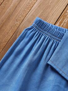 SHEIN Young Boys 2pcs Sets, Fashionable Casual & Comfortable Blue Utility Vest Matched With Blue Pants Outfit, Suitable For Outdoor Activities And Daily Wear, Spring/Summer