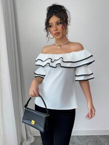 Selianne Blusa con hombros al descubierto y volantes