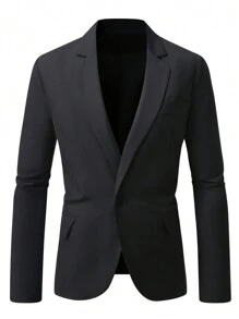 Manfinity Mode Plus Size Men's Front Button Long Sleeve Pocket Simple Casual Suit Jacket Prom For Men, Simple Fashion Casual Daily Wear Casual Formal Blazer