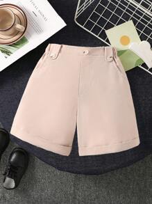 1 pezzo Pantaloncini casual monocromatici per ragazzi, versatili per uso quotidiano, vacanze, viaggi, scuola, primavera/estate