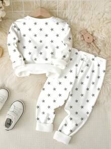 SHEIN Conjunto cómodo de "Amo a mami" para niño bebé, con camisa de manga larga y pantalones largos de ajuste holgado y minimalista, adecuado para otoño/invierno