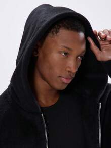 Musero Wool Blend Zip Up Hoodie - Black - View 4