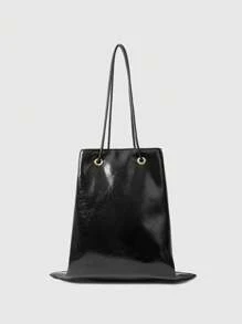 ROMWE Goth Riveted Cross Decor Chain Shoulder Bucket Bag - Black - View 2
