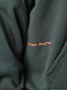SUMWON Międzynarodowa bluza z kapturem Oversized Letter Print Premium Urban Streetwear z kieszenią na środku Jesień Zima Moda