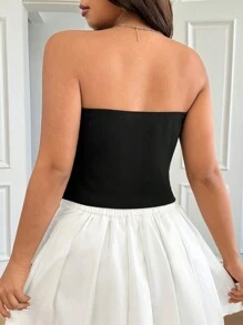 SHEIN EZwear Blusa con diseño de moño en negro, talla grande, para primavera/verano para mujer - Negro - Ver 8