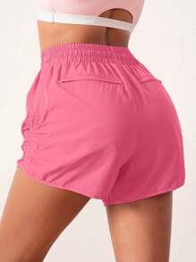 SHEIN Sports 女士纯色前系带简约运动短裤，休闲度假毛衣短裤