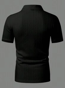Manfinity Homme Plus Size Men's Geometric Patterned Short Sleeve Casual Polo Shirt