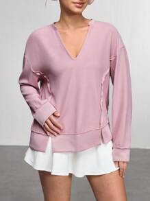 Outdoor Solid Color Long Sleeve Sweatshirt, Minimalist Fashion Casual For Everyday Wear