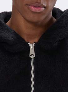 Musero Wool Blend Zip Up Hoodie - Black - View 3