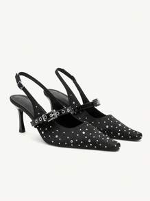 CUCCOO CHICEST Tacones de aguja decorados con rhinestones de moda para mujer