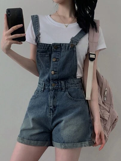 DAZY 女式破洞牛仔背带裤，适合所有季节秋冬