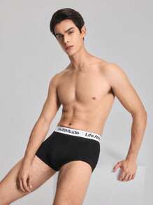 EasyFave 2pcs/Pack Men Letter Waistband Casual Boxer Briefs - Multicolor - View 7