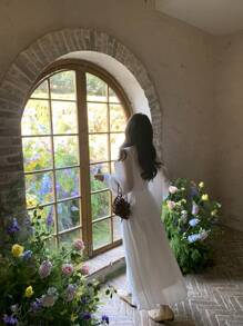 DAZY 2pcs Women Lace Splice Textured Long Sleeve Top Set Fall,Winter - White - View 7