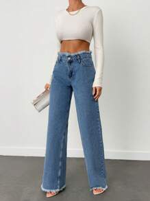 EURMUSE 100%Cotton Rigid, Belt Detailed Wideleg Fit