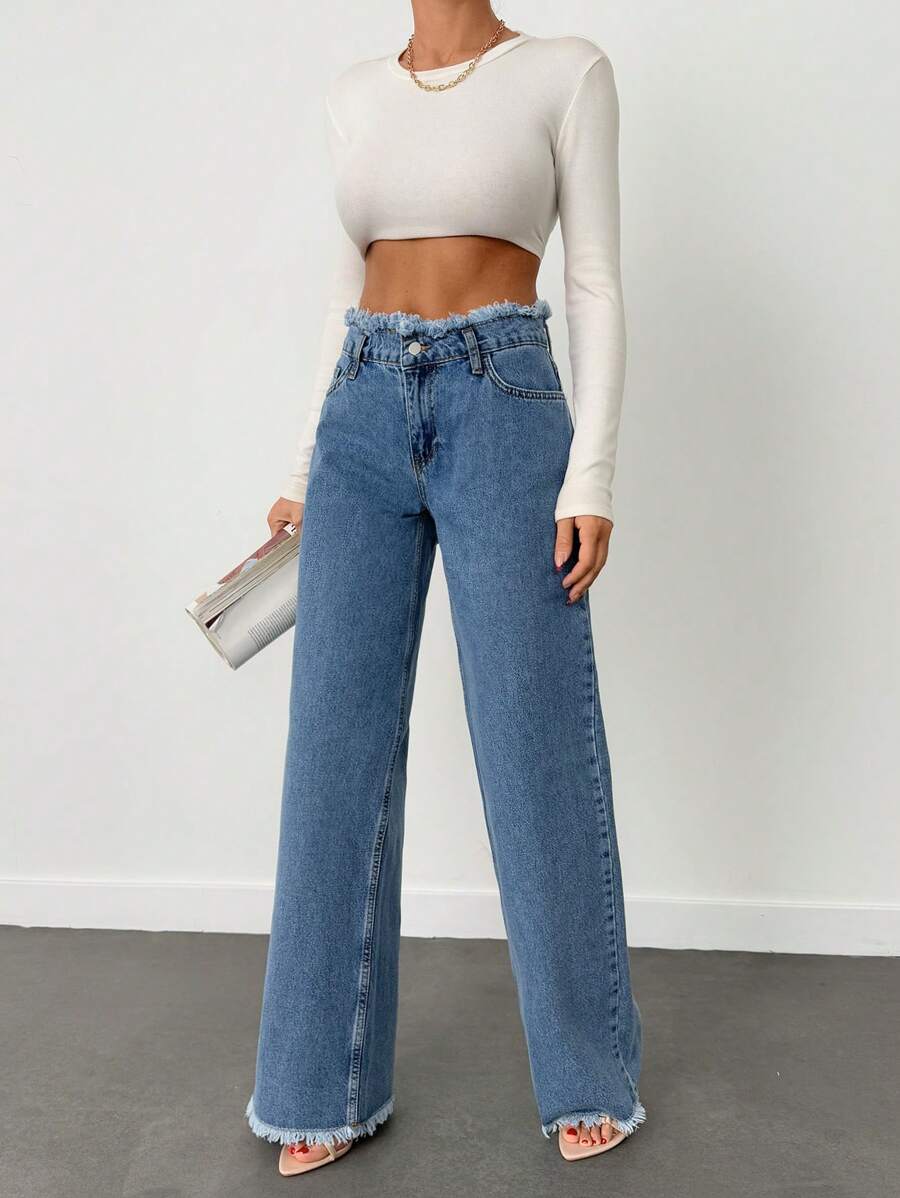 EURMUSE 100%Cotton Rigid, Belt Detailed Wideleg Fit