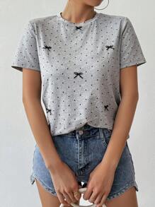 EMERY ROSE Women's Casual Loose Round Neck Short Sleeve T-Shirt, Spring/Summer