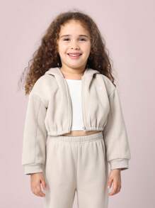 SUMWON 舒适两件套运动服套装，拉链连帽卫衣搭配阔腿裤，冬季运动装