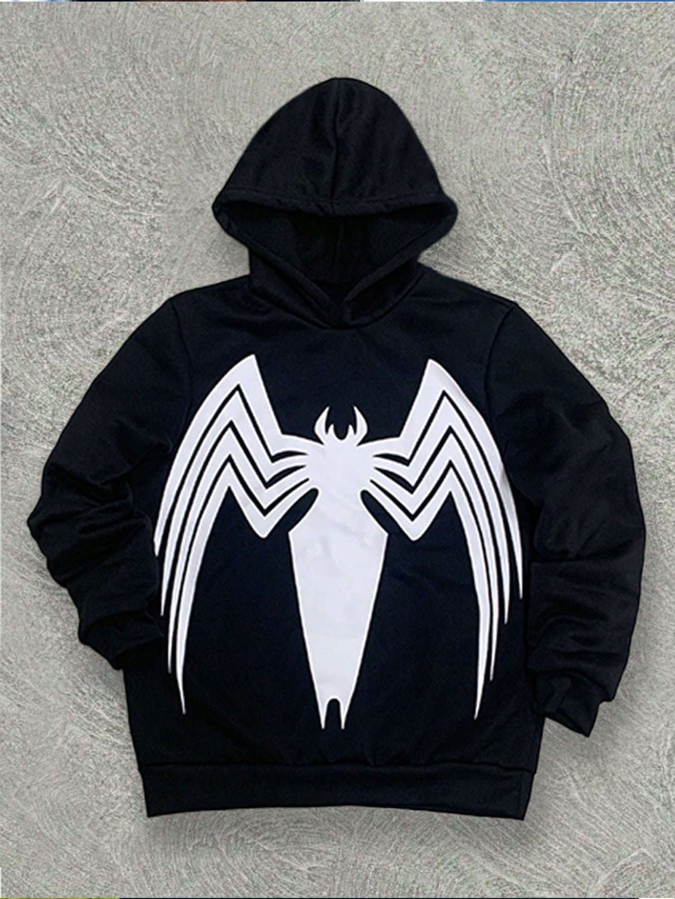 SHEIN Manfinity Dauomo Men's Casual Bat Print Long Sleeve Hooded Sweatshirt, Autumn/Winter