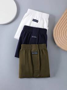 Set de 3 slips tipo bóxer holgados y con cintura elástica a cuadros para hombres, ropa interior corta para verano, talla grande