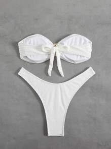 SHEIN Swim Women's Simple & Sexy Special Fabric Beach Outfit, Can Showcase The Figure For Summer Beach Vacation