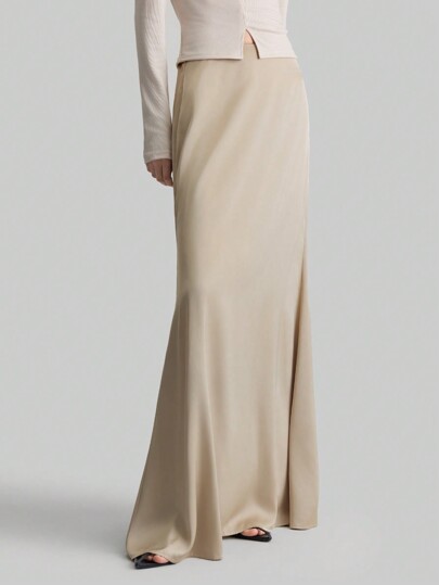 Ontre 2025 Women's Khaki Skirt, Versatile & Elegant For Beach, Vacation, Graduation, Office, Tea Party, And Casual Occasions, Summer & Autumn