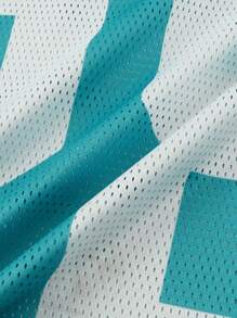 ROMWE MEN Prep Men's Sports Jersey Short Sleeve T-Shirt, Mesh Fabric Patchwork, Summer
