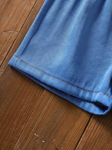 SHEIN Young Boys 2pcs Sets, Fashionable Casual & Comfortable Blue Utility Vest Matched With Blue Pants Outfit, Suitable For Outdoor Activities And Daily Wear, Spring/Summer